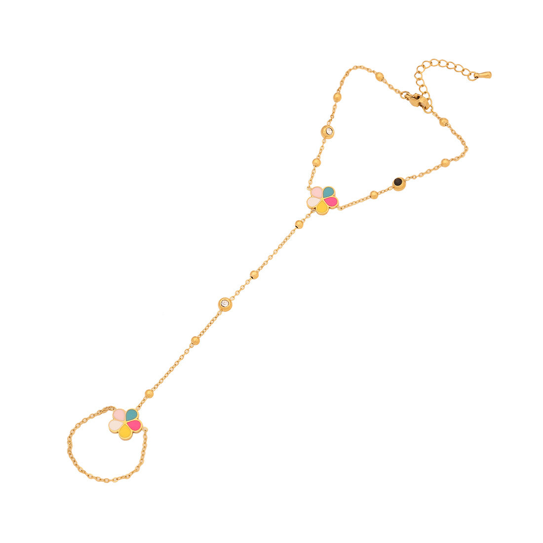 Set collana pendente floreale in stile OL alla moda in acciaio inossidabile con finitura smaltata su catena a O per donna