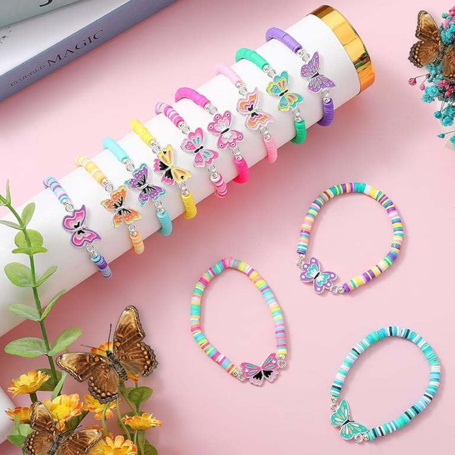 Bohemian Handmade Resin Star Butterfly Letter Charm Bar Set Unisex Adjustable Friendship Jewelry