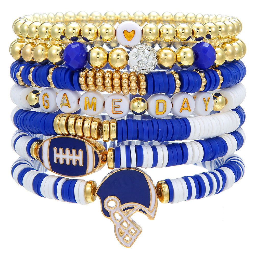 9-Piece Set Geometric Star Letter Resin Beaded Stretch Bracelet Stack