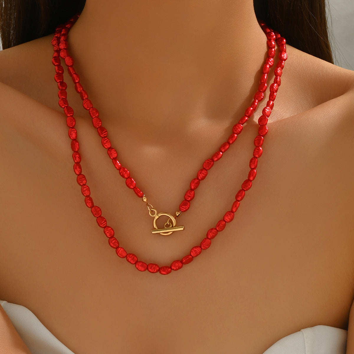 Minimalist Geometric U-Shaped Zinc Alloy Plated Necklace for Women with Diamond Inlay and Clavicle Chain Design