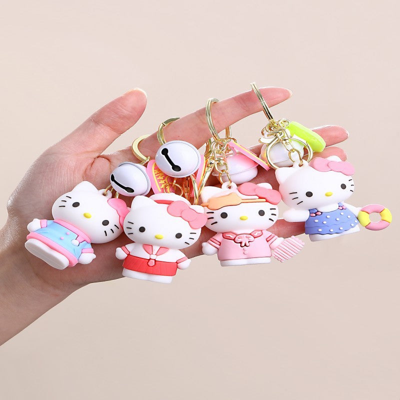 Portachiavi con gattino cartone animato Ciondolo in silicone con finitura placcata per borse e accessori