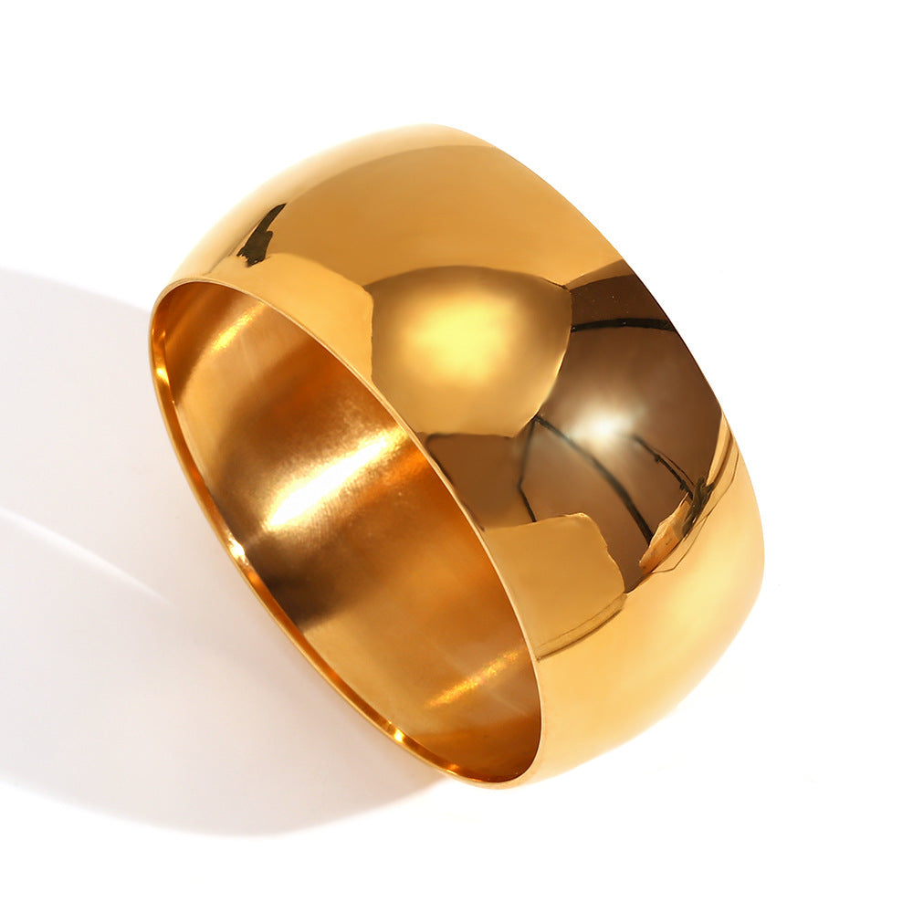 Minimalist Luxury 18K Gold Plated Stainless Steel Geometric Round Bangle Bracelet