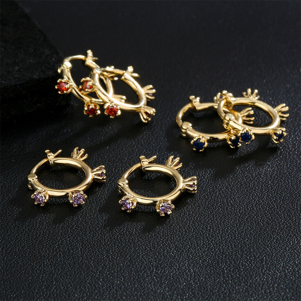 Orecchini Geometrici Minimalisti da Donna in Rame con Placcatura in Oro 18K e Zirconi AAA