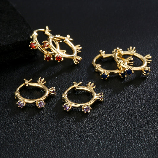 Pendientes Geométricos Minimalistas para Mujer de Cobre con Baño de Oro de 18K y Zirconia AAA