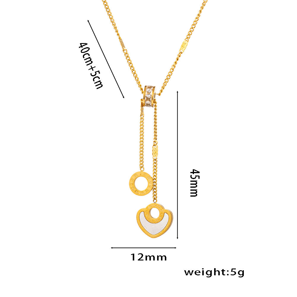 Collar minimalista de acero de titanio chapado en oro de 18 quilates con colgante de nácar en forma de corazón para mujer