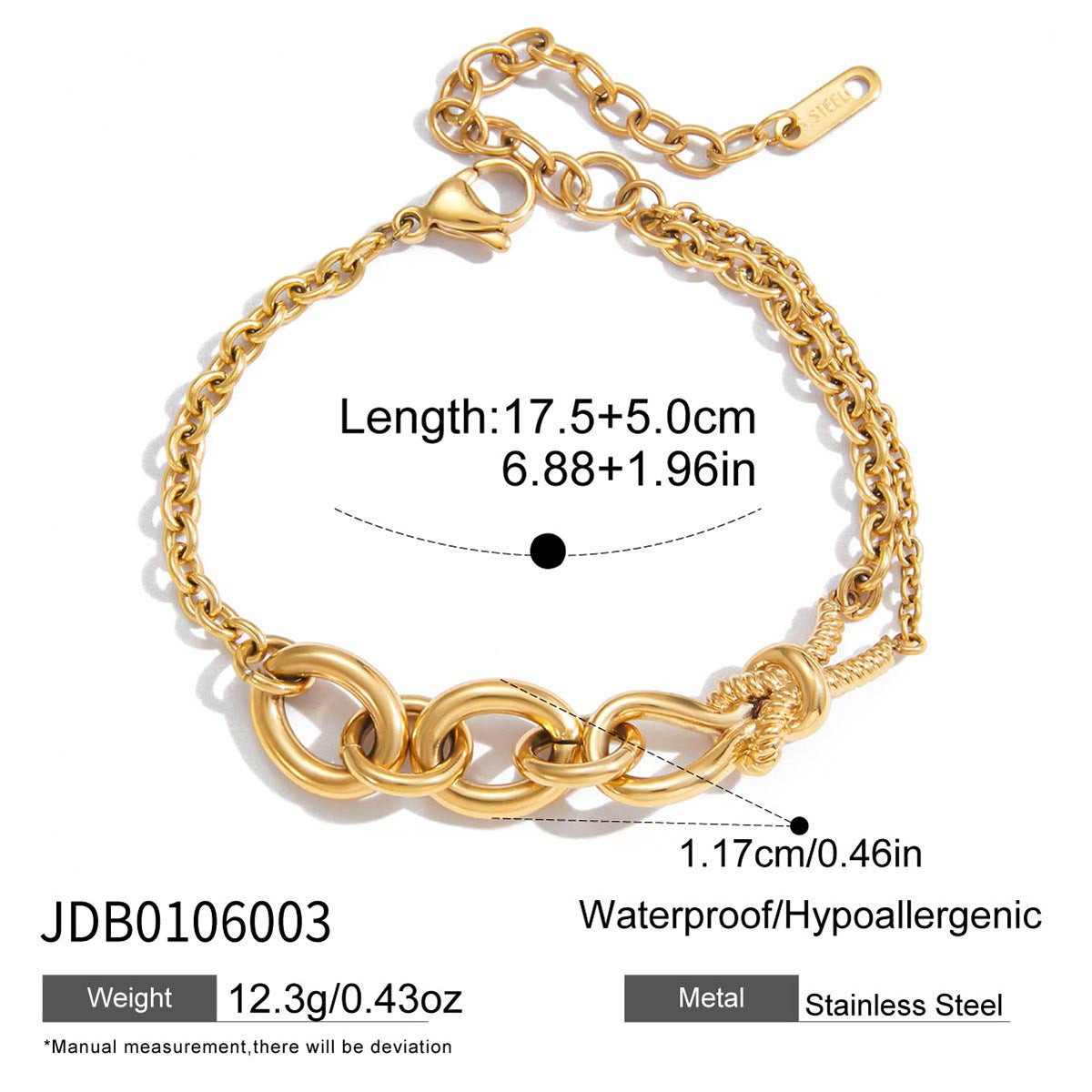 Geometric Plated Stainless Steel Bracelet for Women