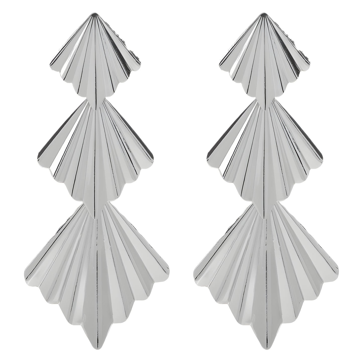Pendientes minimalistas de triángulo geométrico irregular con forma de abanico para mujer con acabado de hierro chapado