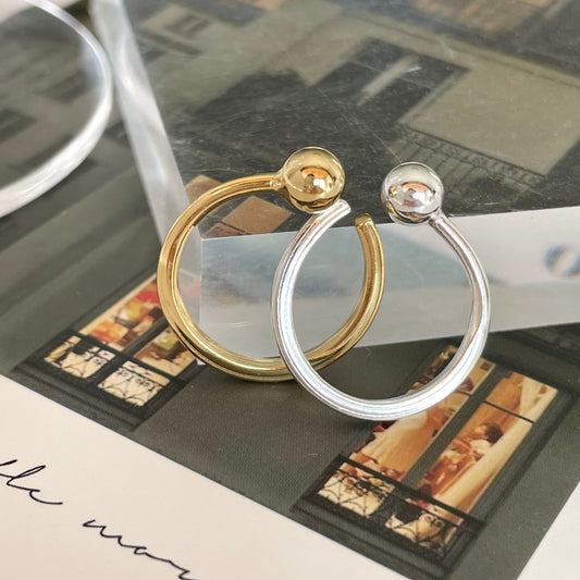 Anillo de plata de ley 925 con forma de onda minimalista para mujer, con diseño de línea geométrica