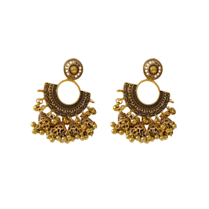 Vintage Style Fan-Shaped Lantern Pendant Dangle Earrings with Silver-Plated Alloy and Stainless Steel Posts for Women