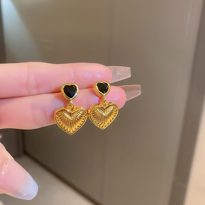 Orecchini pendenti in smalto vintage a goccia con perno in acciaio inossidabile per donna