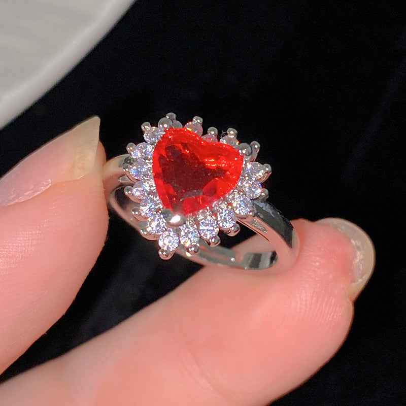 Minimalist Sweet Colorful Crown Flower Bow Teardrop Brass Ring with Cubic Zirconia Inlay for Women