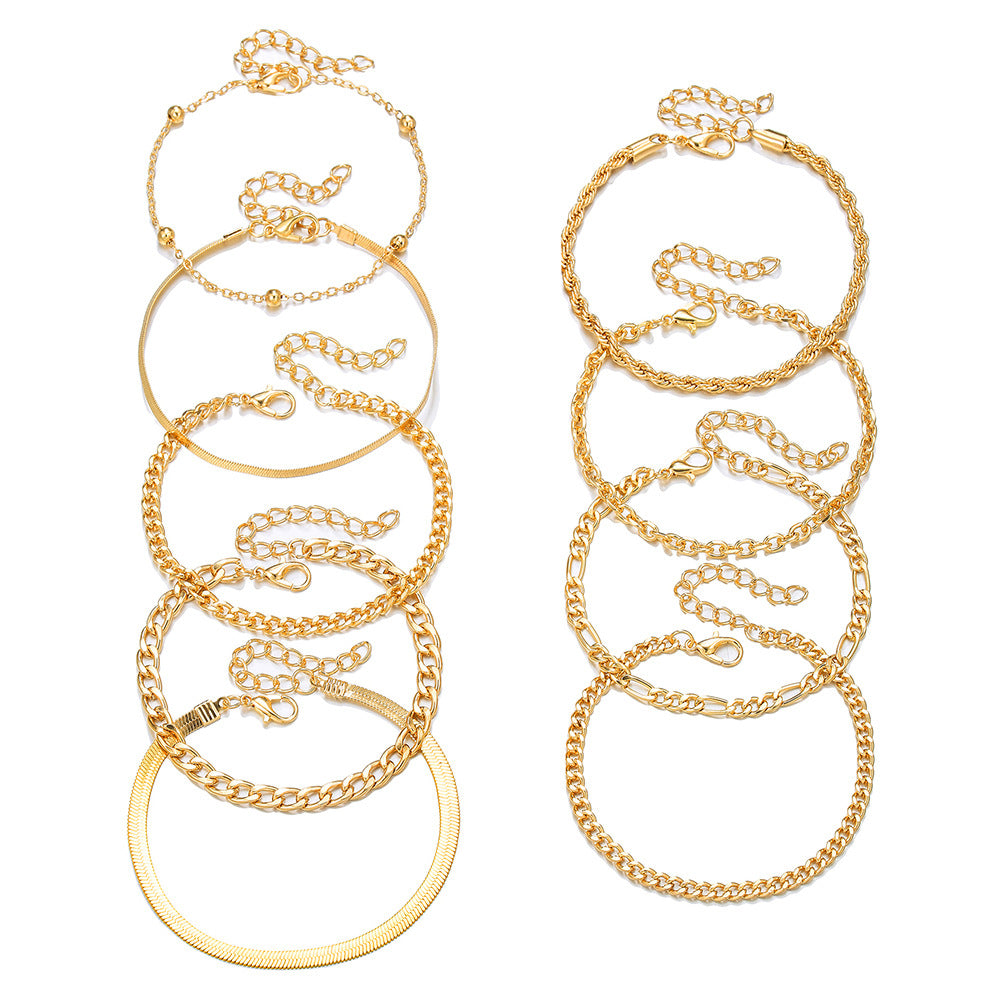 Minimalist Bohemian Multi-Layer Blade Link Bracelet in Alloy with Plated Finish for Women