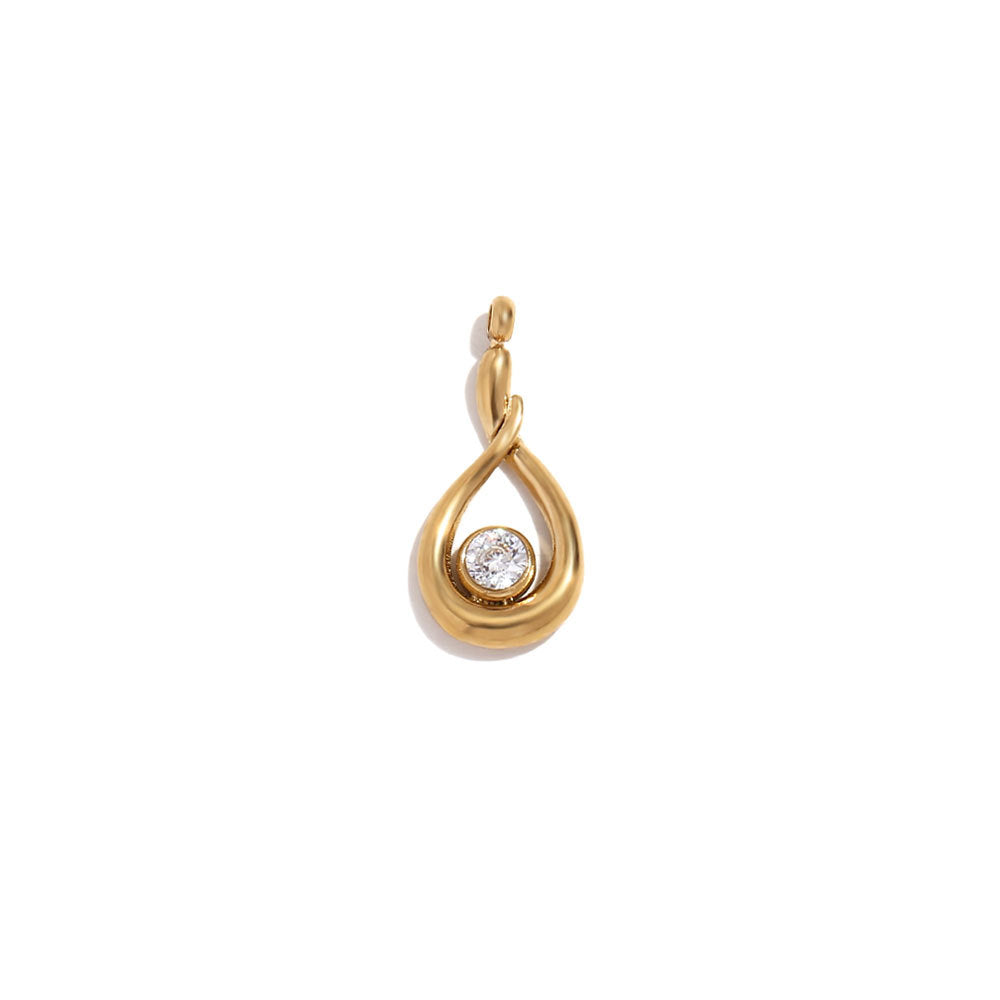 Ciondolo a forma di lacrima d'angelo in stile OL alla moda in acciaio inossidabile placcato oro 18K con intarsio di zirconi