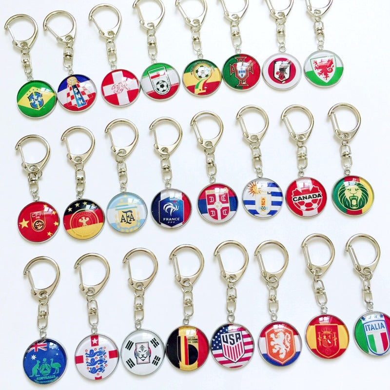 Sporty Round Stainless Steel Keychain National Football Team Souvenir Gift