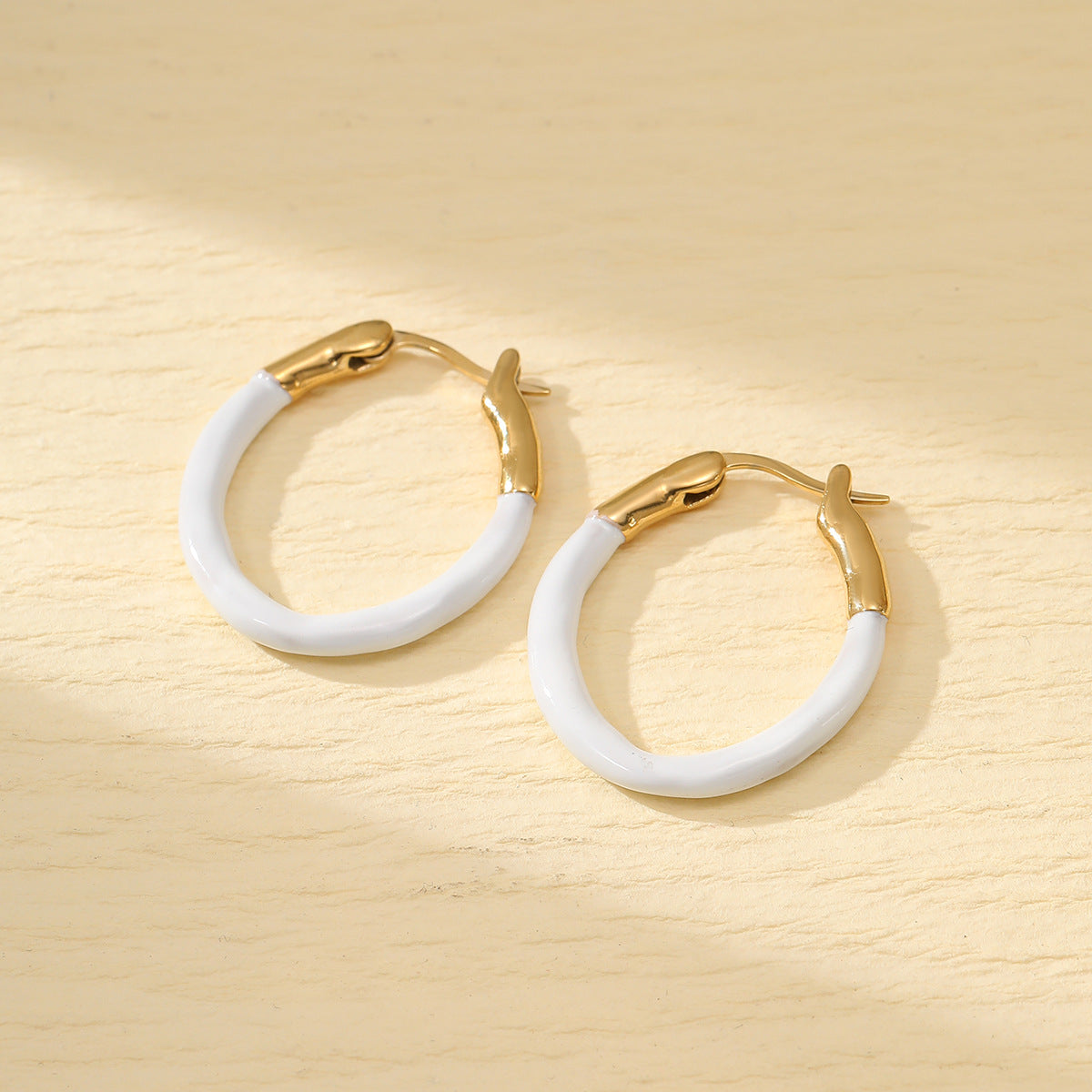 Pendientes Circulares de Acero de Titanio Esmaltados Estilo Vintage para Mujer Joyería Minimalista de Moda para la Oreja con Acabado Chapado