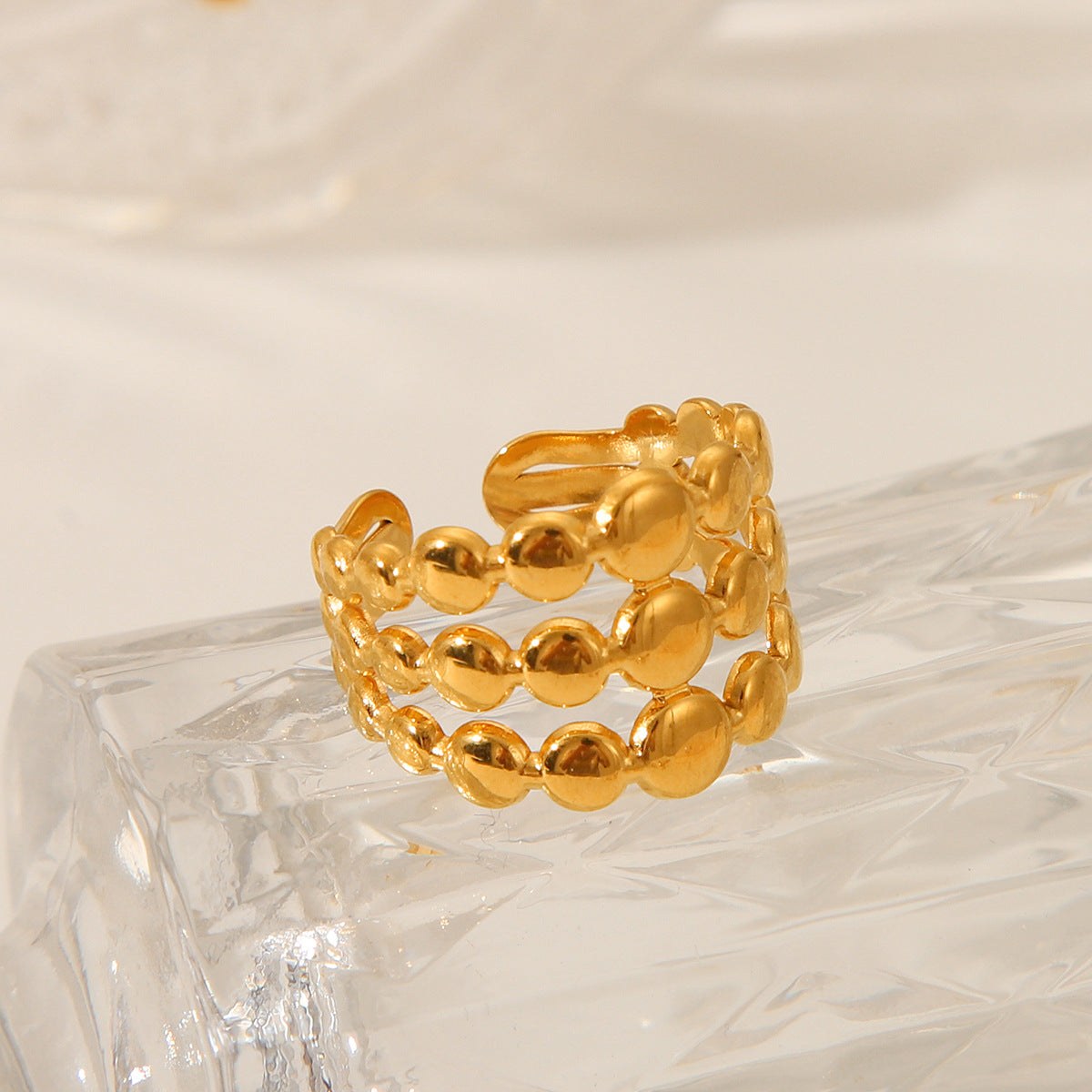 Fashionable Geometric Open Ring 18K Gold Plated Stainless Steel Women's Jewelry