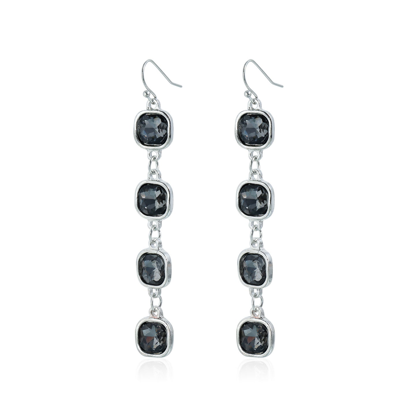 Streetwear Square Geometric Glass and Alloy Plated Layered Beaded Necklace for Women