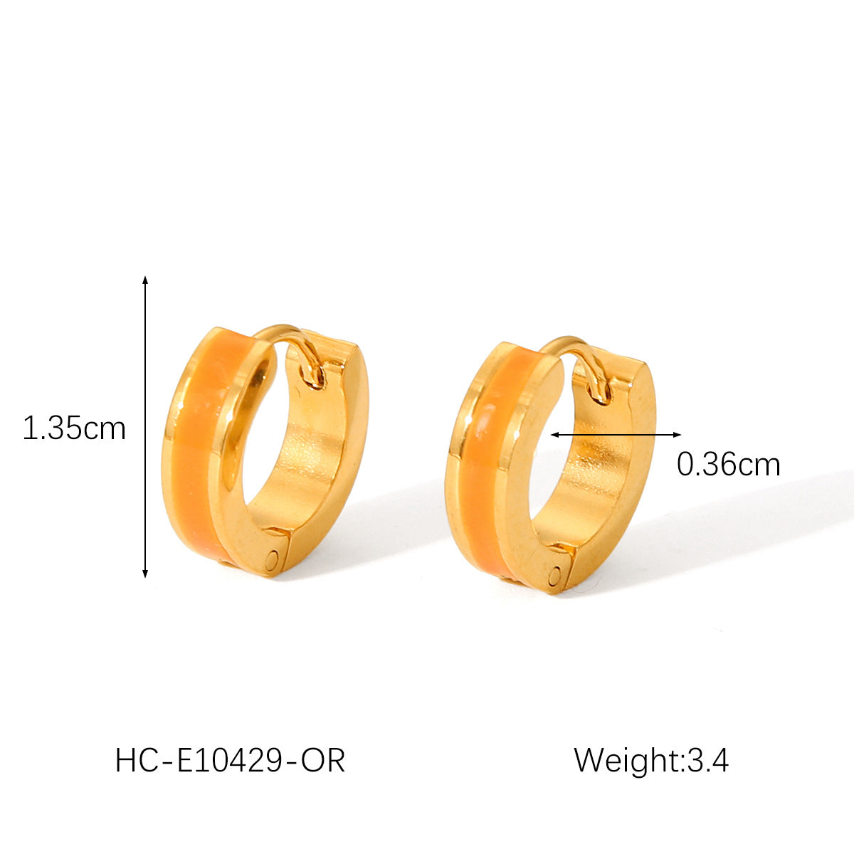 Minimalist Geometric Titanium Steel Earrings with 18K Gold Plating and Colorful Enamel Finish for Women