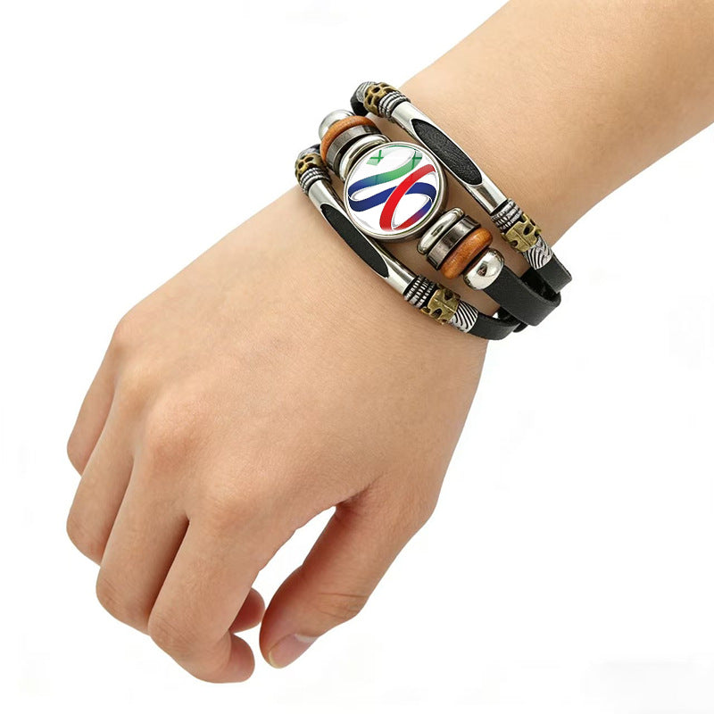 Bracciale in pelle placcato geometrico unisex