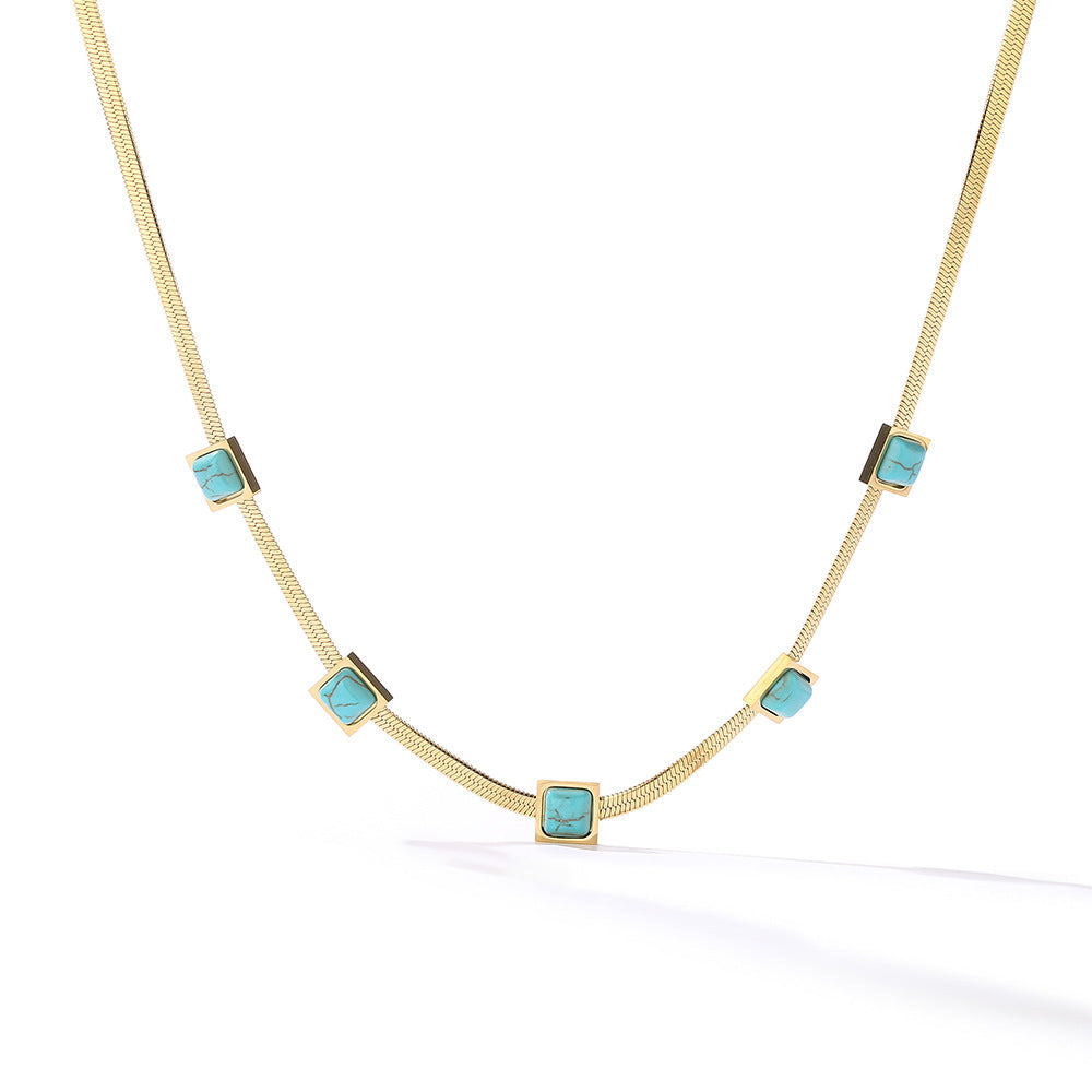 Bohemian Geometric Titanium Steel Necklace for Women with Minimalist Design and Clavicle-Friendly Chain