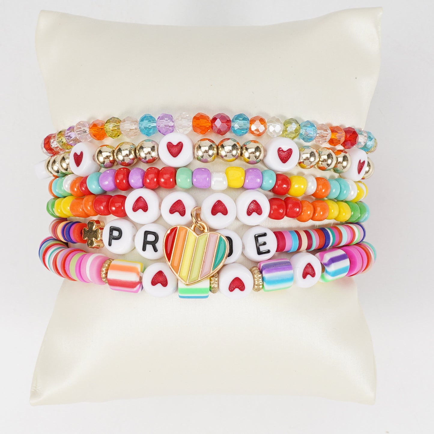 Bohemian Vintage Heart Shape Glass Pendant Multi-layer Bracelet for Women