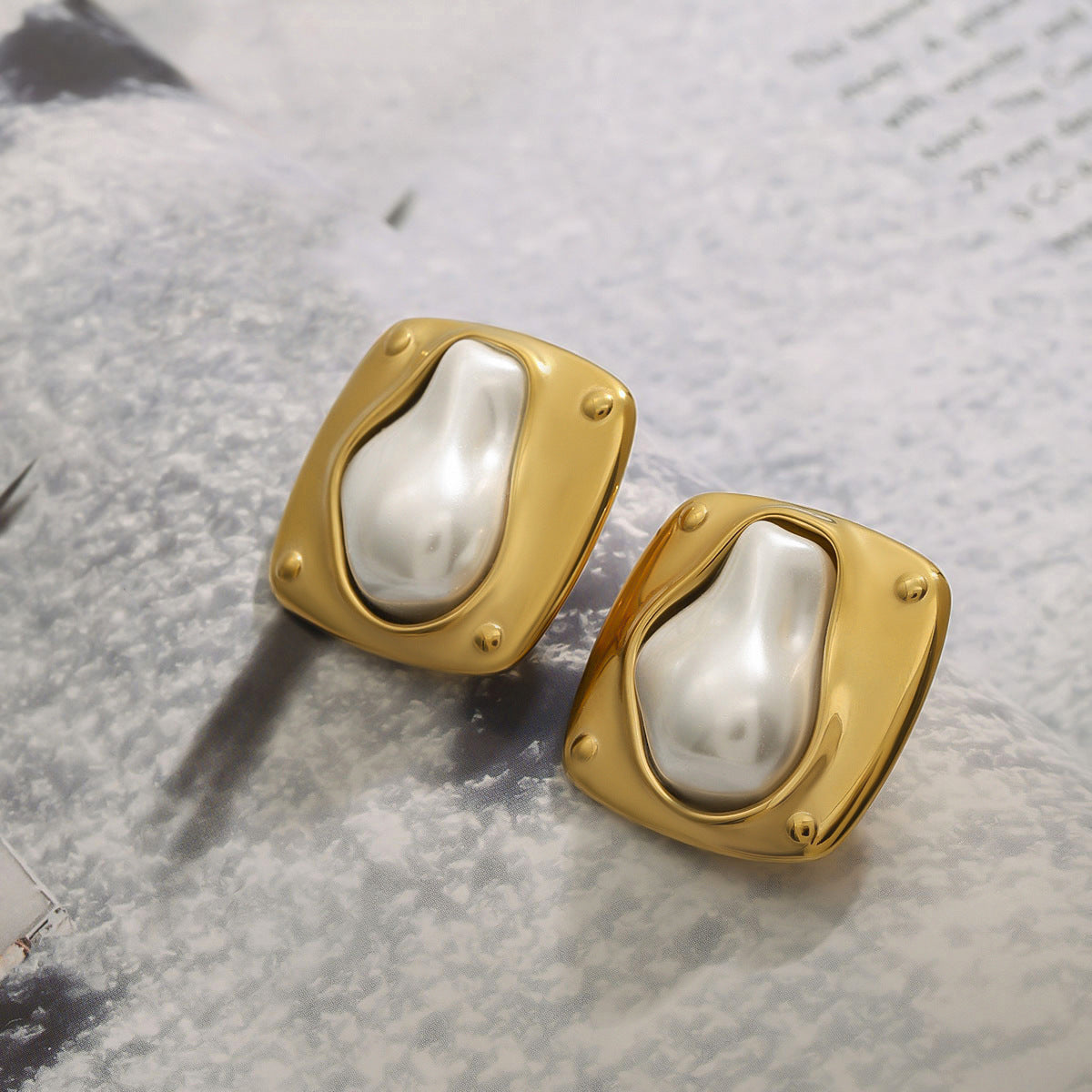 Elegant Geometric Stainless Steel Plated Pearl Earrings for Women