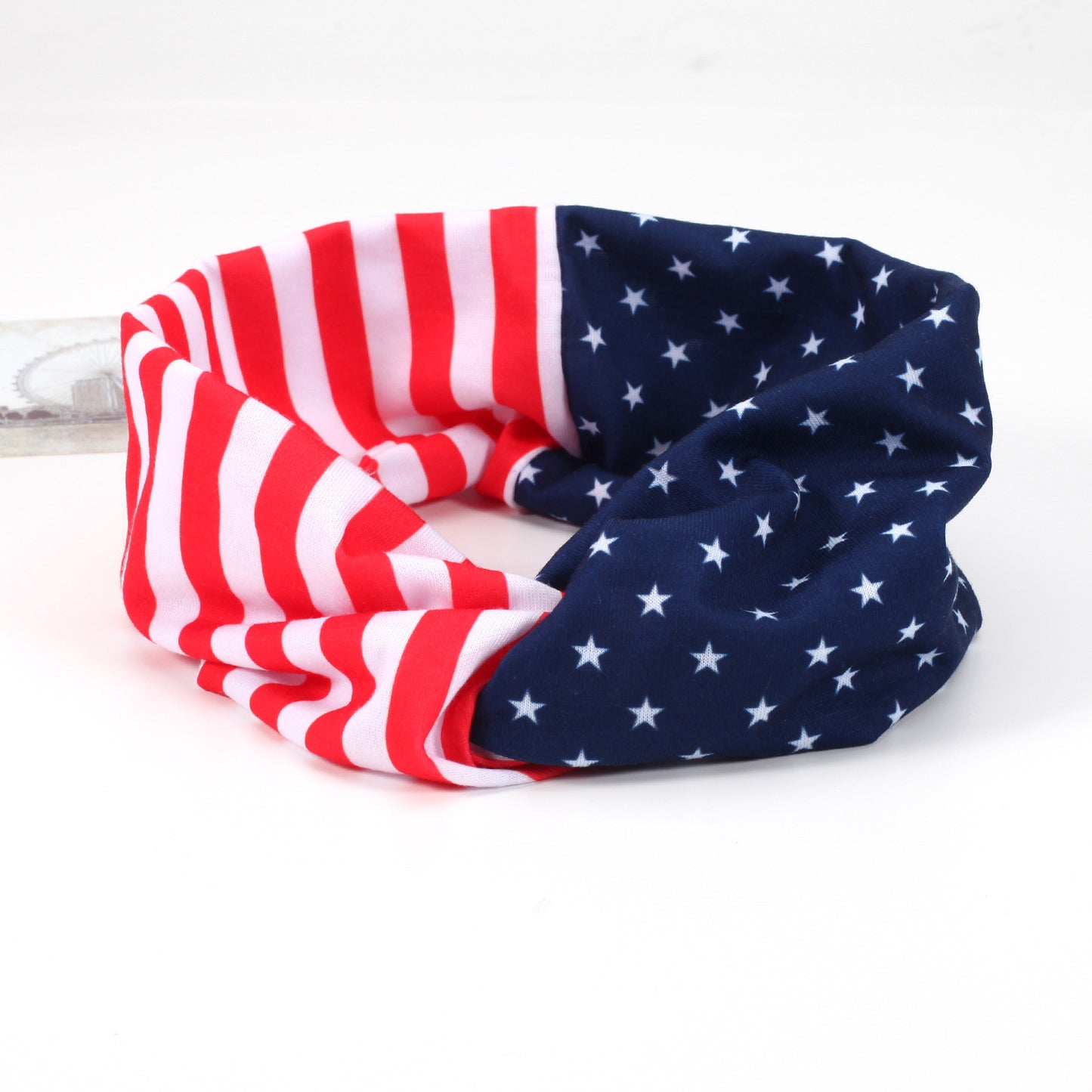 Fascia per Capelli Sportiva Stampa Foglie Bandiera Americana Rosso Bianco Blu a Strisce per Yoga Fitness Festa