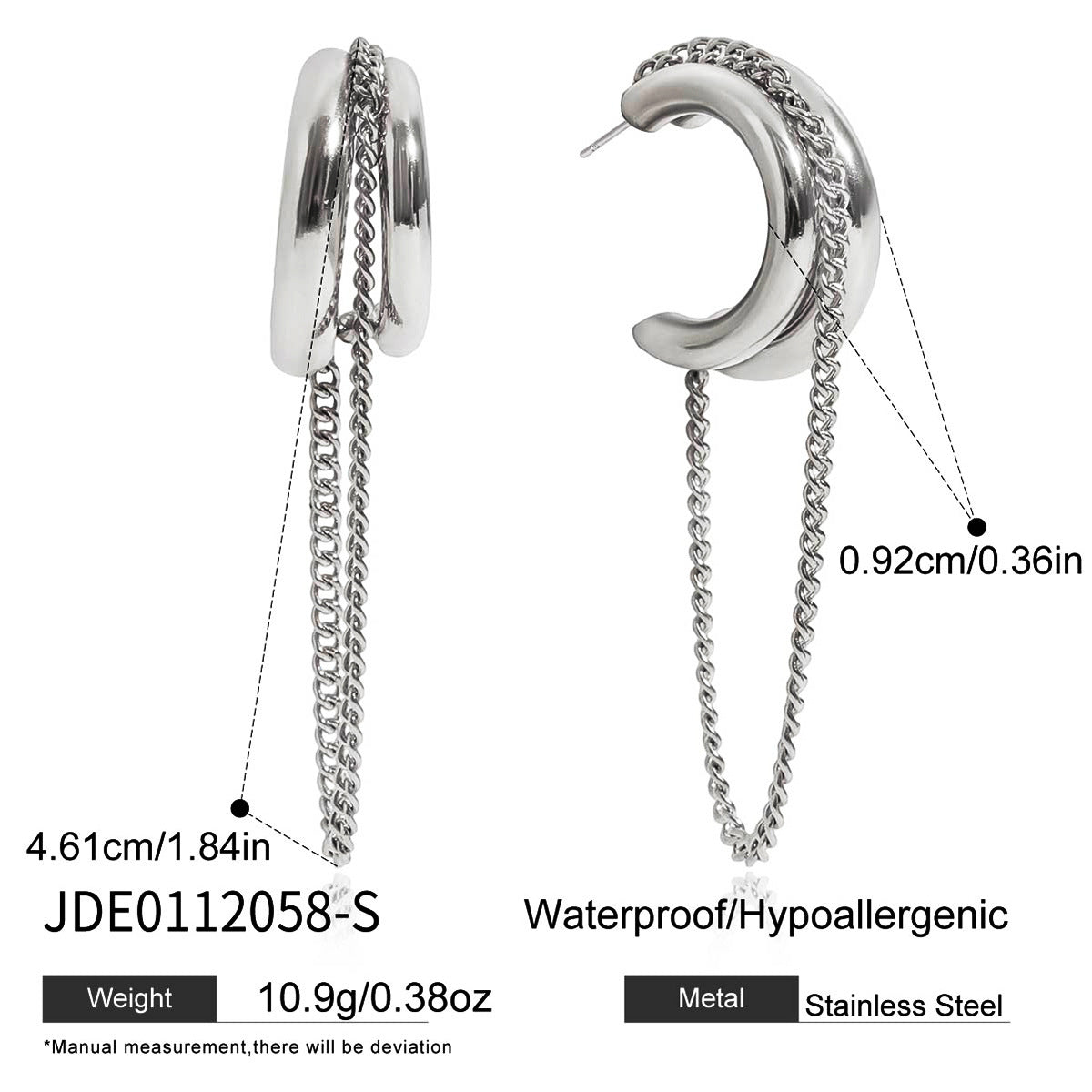 Elegant Geometric Stainless Steel Plated Tassel Earrings for Women