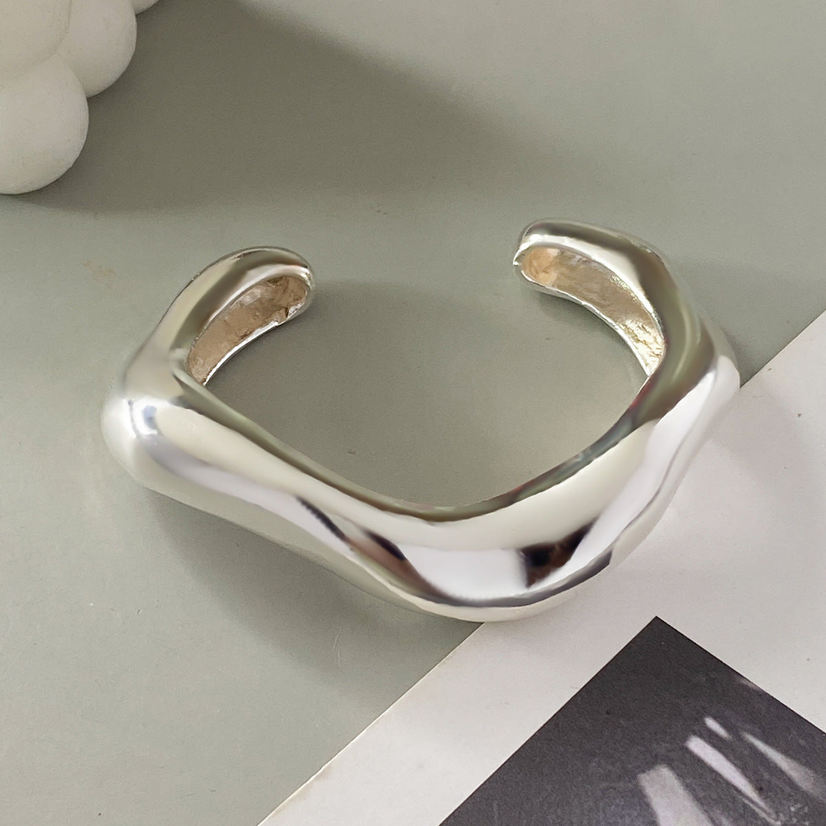Vintage Irregular Pleated Zinc Alloy Plated Open Cuff Bracelet Set