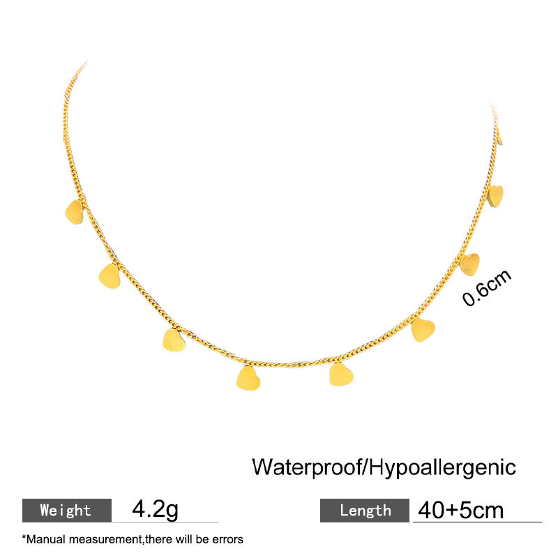 Sweet Sporty Heart Floral Plated Titanium Steel Necklace with Brass Pendant for Women