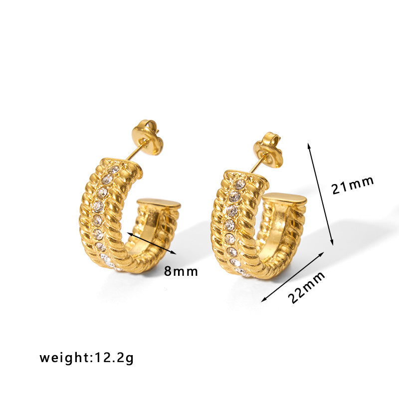 Orecchini a cerchio in acciaio inossidabile con design geometrico minimalista e placcatura, leggeri e lussuosi per donna