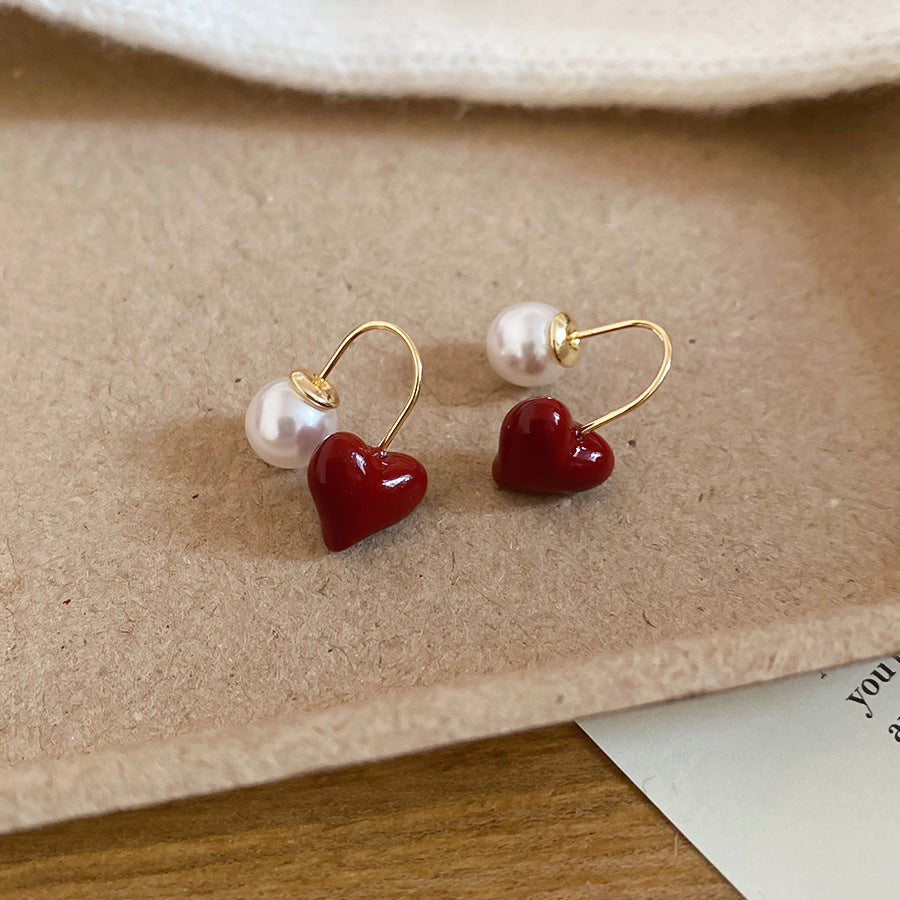 Elegantes Pendientes de Perlas en Forma de Fresa con Chapado de Rodio para Mujer, Joyería de Moda Estilo Vintage de Hong Kong
