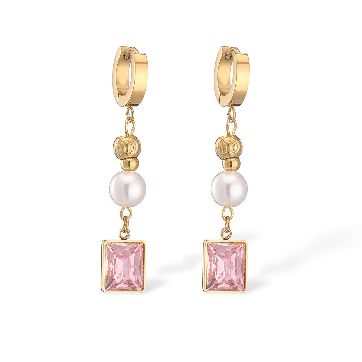 Orecchini da donna minimalisti geometrici in acciaio al titanio con forma irregolare e placcatura in oro vero
