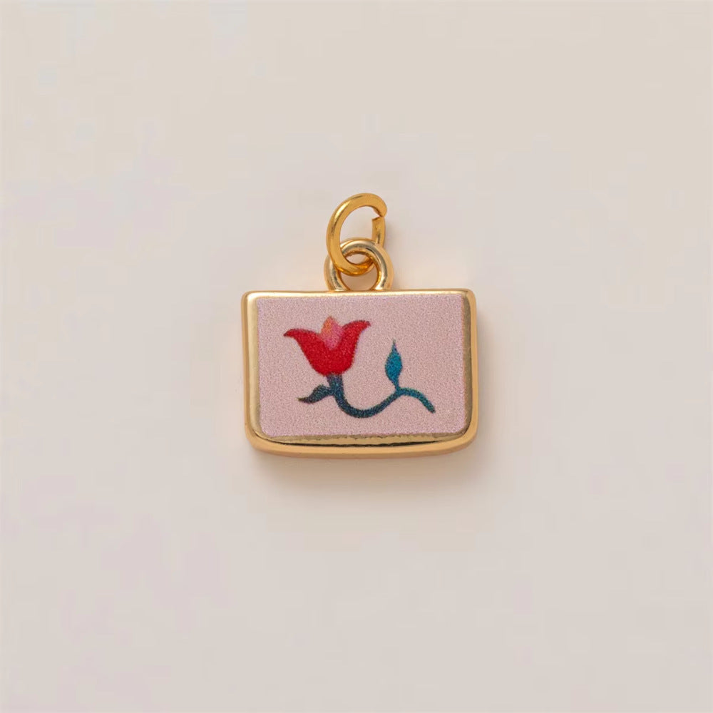 Minimalist Luxury 18K Gold Plated Heart Teardrop Floral Brass Pendant