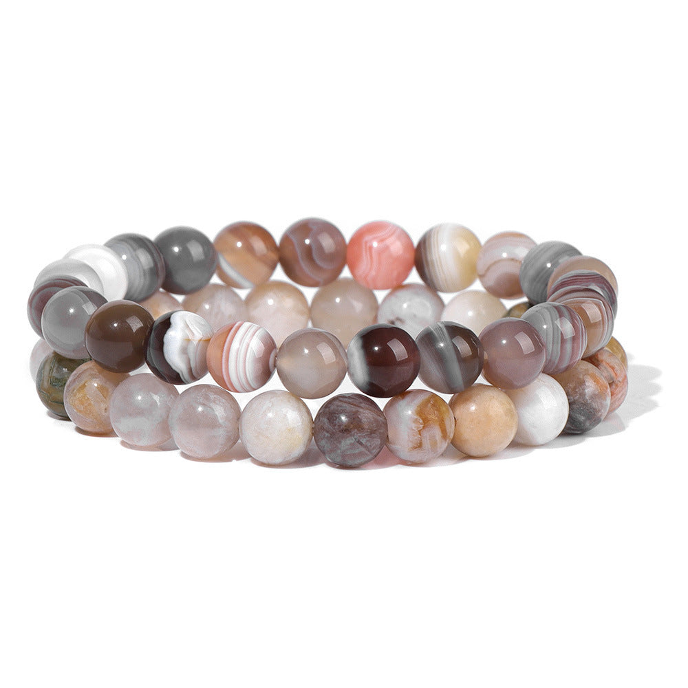 Vintage Business Geometric Natural Gemstone Beaded Bracelet Set for Unisex