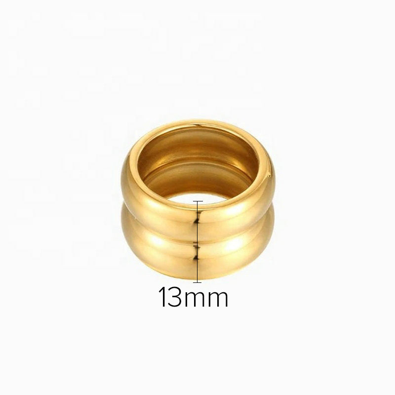 Anillo de acero titanio geométrico de doble capa con baño de oro de 18 quilates estilo minimalista Ins para mujer