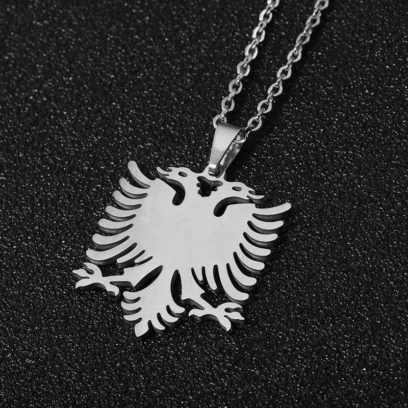 Collar minimalista de acero inoxidable y titanio con colgante geométrico de pájaro, cadena O, unisex