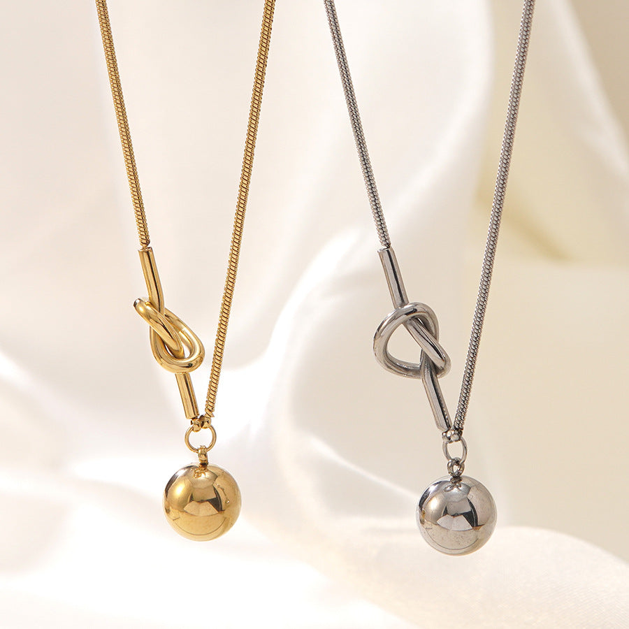 Elegant 18K Gold Plated Geometric Round Stainless Steel Snake Chain Necklace