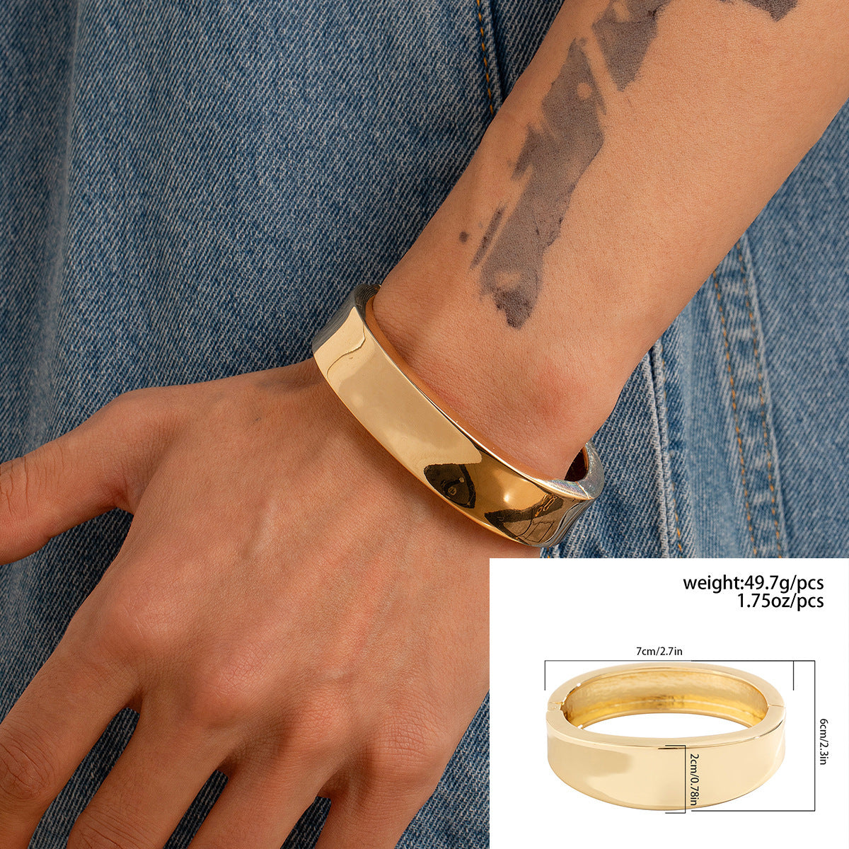 Hip-hop Men's Geometric Round Oval Plated Alloy Cuff Bracelet