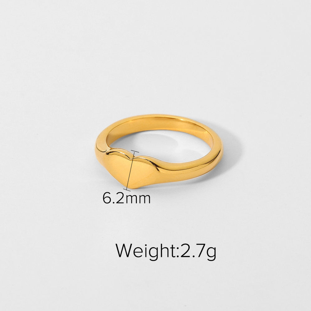 Minimalist Geometric Stainless Steel Ring with Rhinestone Accents for Women, Plated Band Design