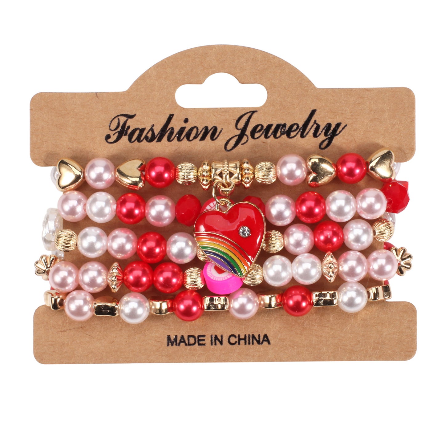 Heart Shape Resin Crystal Floral Pattern Unisex Bracelet
