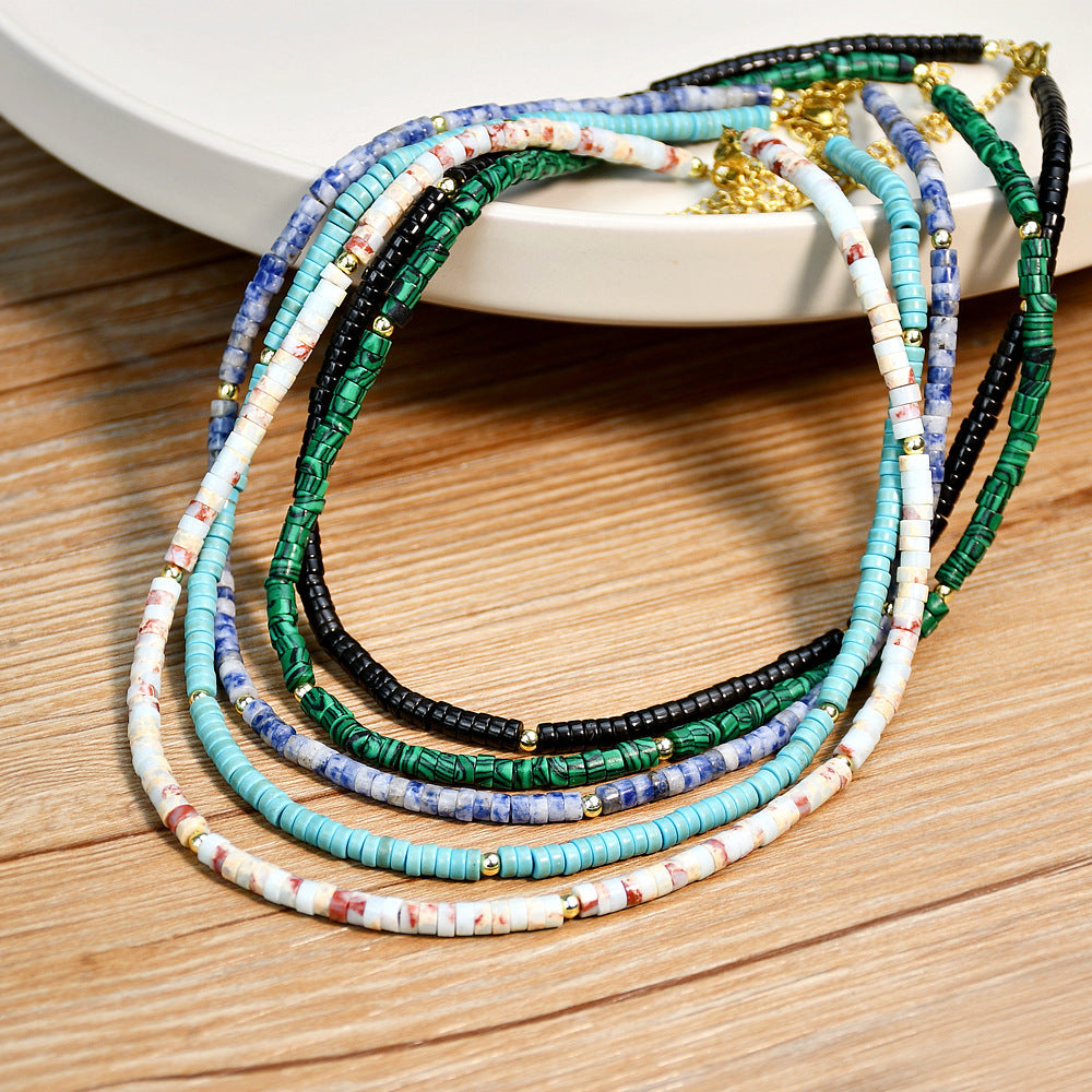 Elegant Geometric Natural Gemstone Beaded Necklace for Women