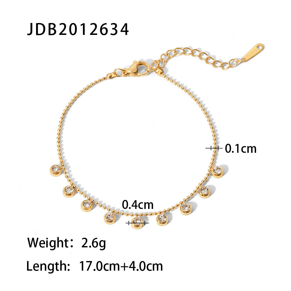INS Style Geometric Pendant Necklace with Rhinestone Accents, Titanium Steel and Stainless Steel, Plated Finish, Tassel Design, Adjustable Length for Women