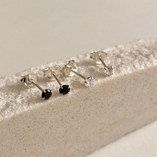Pendientes de Plata de Ley 925 Minimalistas con Circonitas Cúbicas Geométricas para Mujer