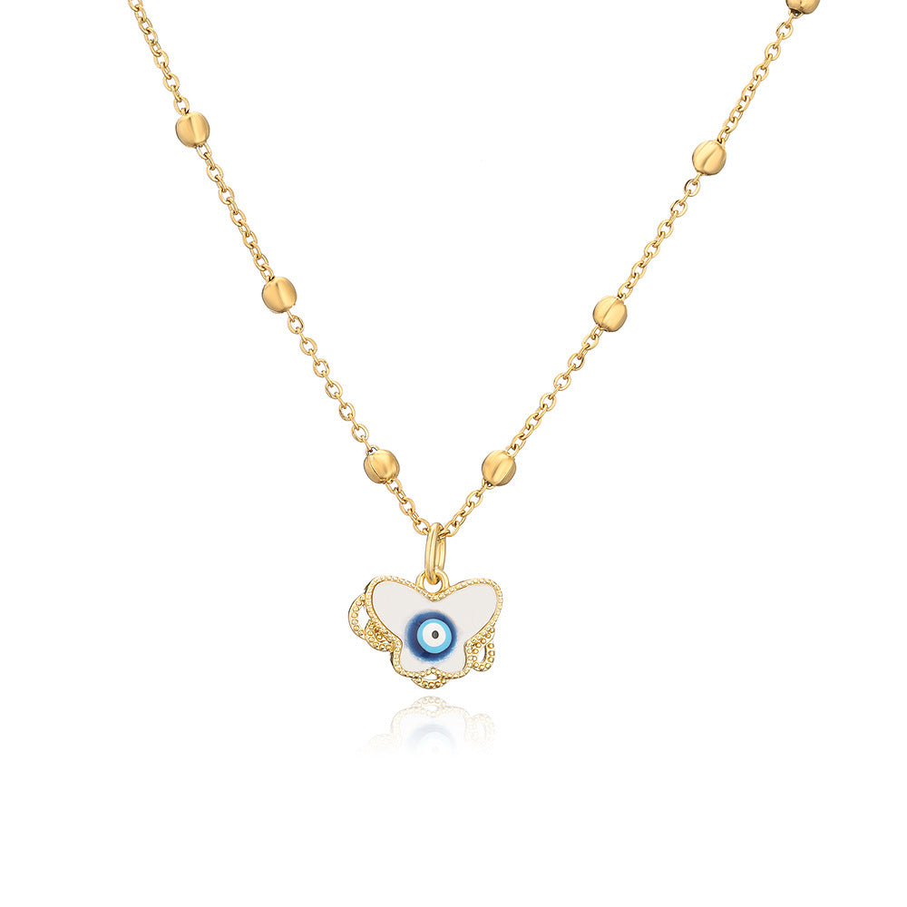 Minimalist Butterfly-Shaped Pendant Necklace for Women in Copper with 18K Gold Plating and Enamel Finish