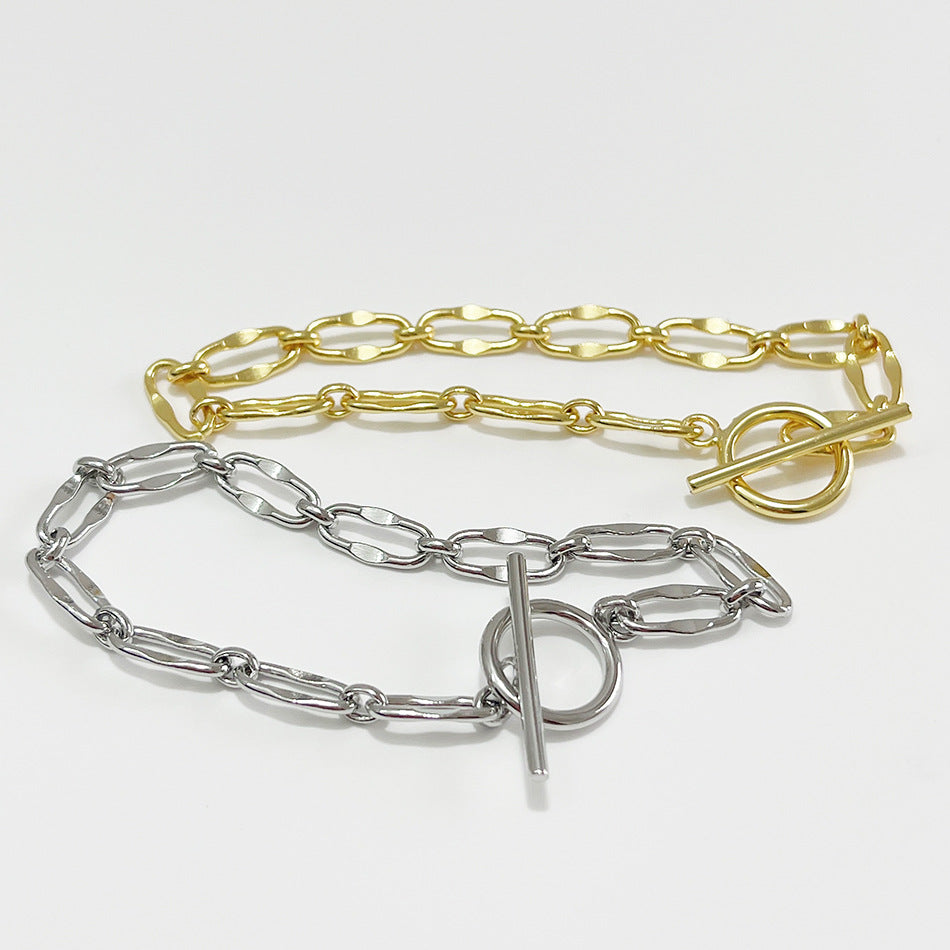 Bracciale da donna a catena grumetta ovale geometrica minimalista in argento sterling 925