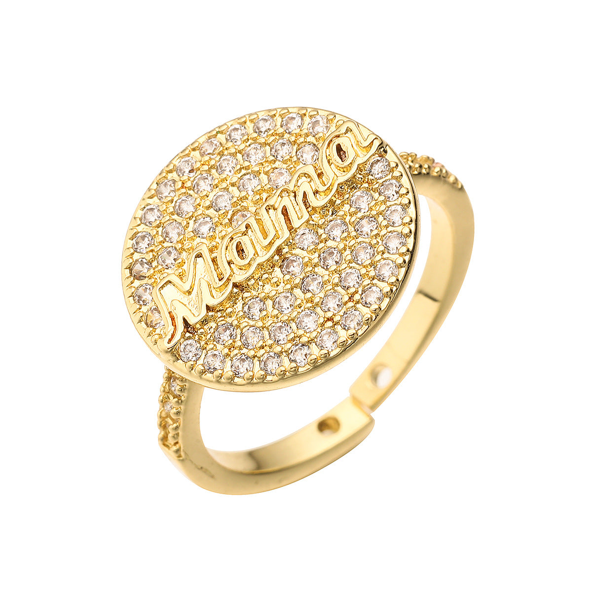 Anillo Minimalista Geométrico de Cobre con Baño de Oro de 18K y Circonitas para Mujer