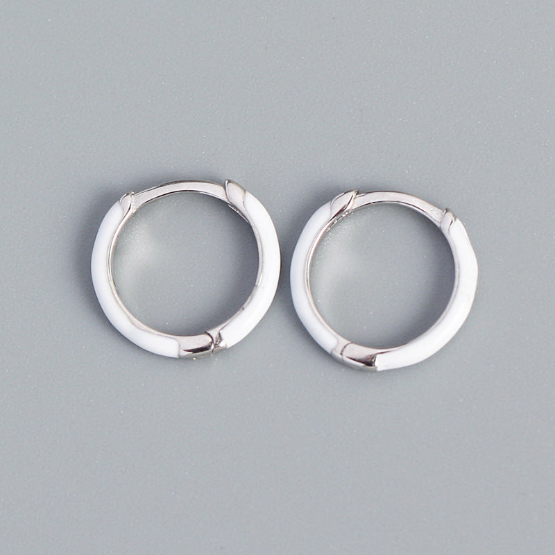 Orecchini a cerchio in argento Sterling S925 geometrici minimalisti rivestiti in resina con finitura premium
