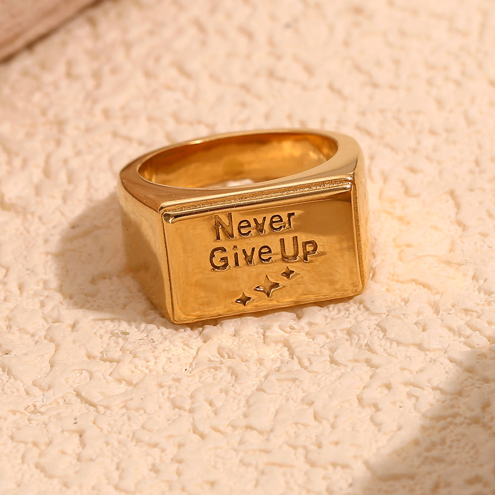 Anello Geometrico Minimalista in Acciaio Inossidabile Placcato Oro 18K da Donna