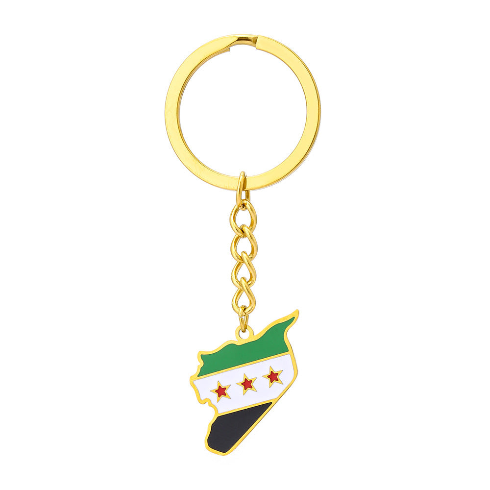 Accessorio Portachiavi con Ciondolo in Acciaio al Titanio Smaltato Stile Etnico